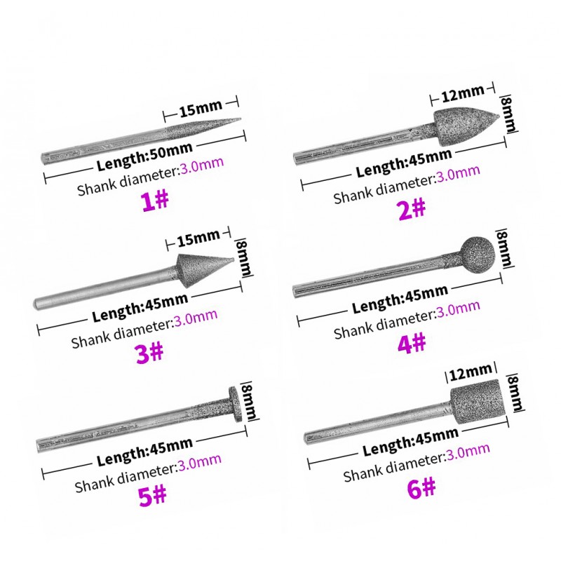 Set (dremel) diamantfrezen 3,2 mm, 10 freesjes Wood and Tools